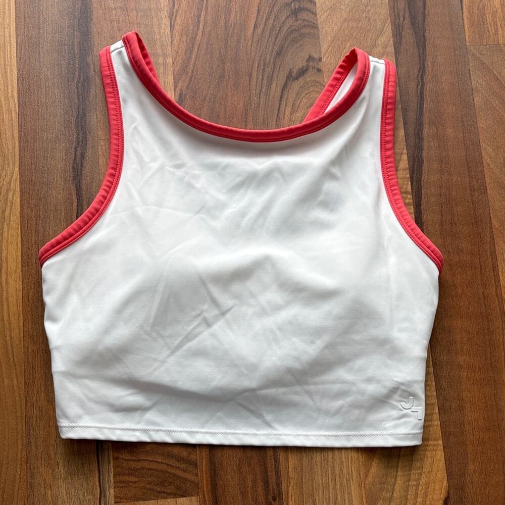 JoyLab Woman’s Size S White Crop Tank with Red Trim